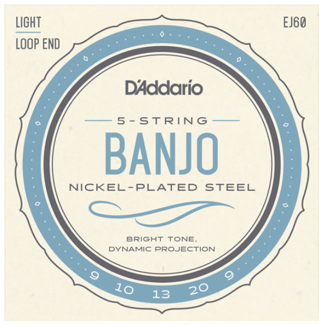 ダダリオ EJ60 バンジョー弦（5-String Light 9-20）D'Addario NICKEL-PLATED STEEL[EJ60] 返品種別A