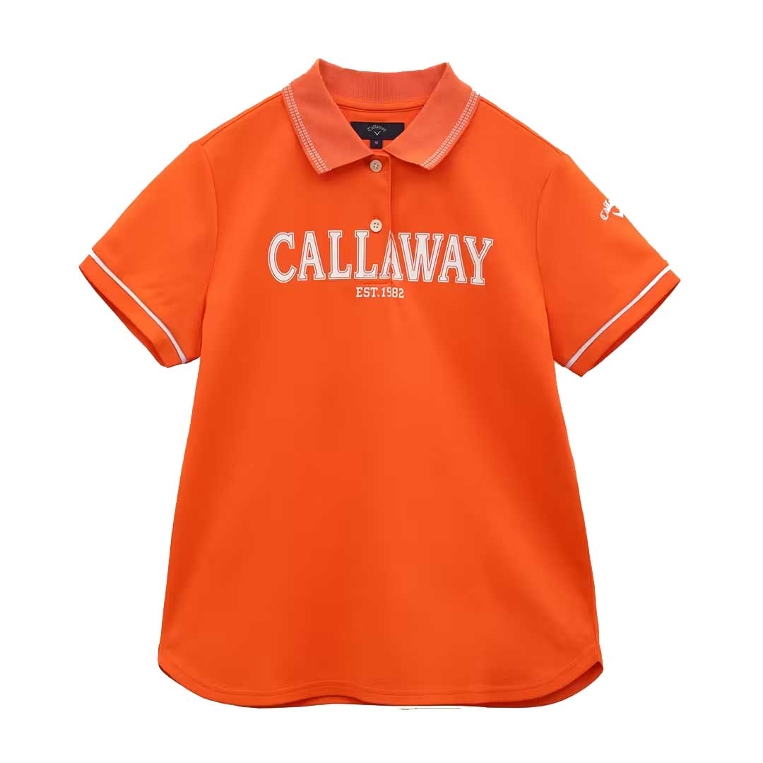 キャロウェイ C23134200-1150-M レディース プリントカノコ半袖ポロシャツ(オレンジ・サイズ：M)CALLAWAY[C231342001150M] 返品種別A