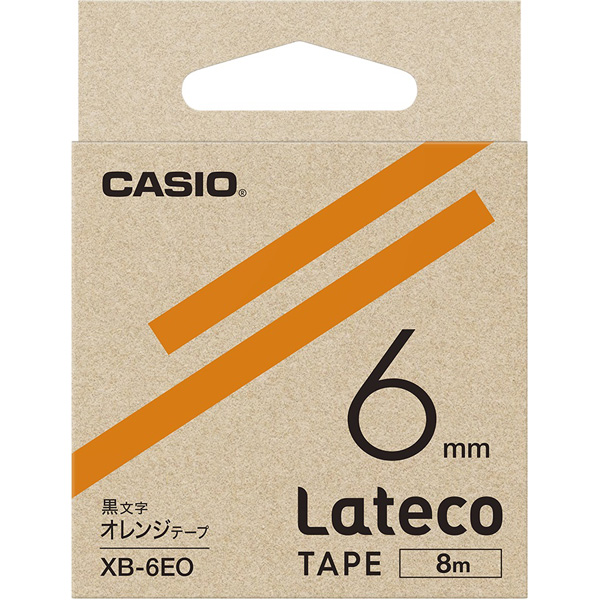 カシオ XB-6EO ラテコ詰め替え用テープ（6 幅/オレンジテープ/黒文字）CASIO Lateco[XB6EO] 返品種別A
