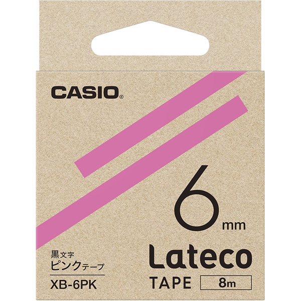 カシオ XB-6PK ラテコ詰め替え用テープ（6 幅/ピンクテープ/黒文字）CASIO Lateco[XB6PK] 返品種別A