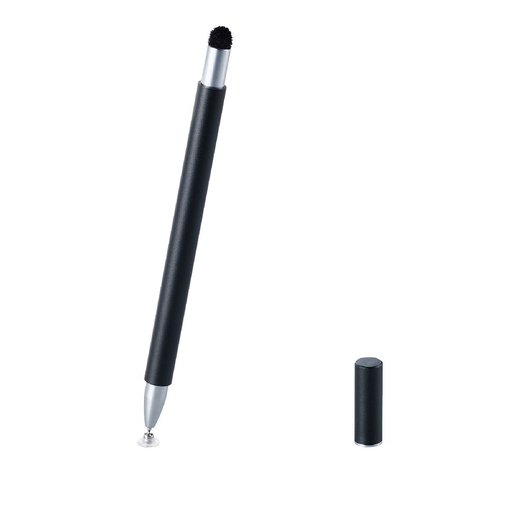 エレコム P-TPSLIM2WYBK スマートフォン・タブレット用 スリムタッチペン 2WAY 超感度タイプ ディスクタイプ マグネットキャップ付き（ブ