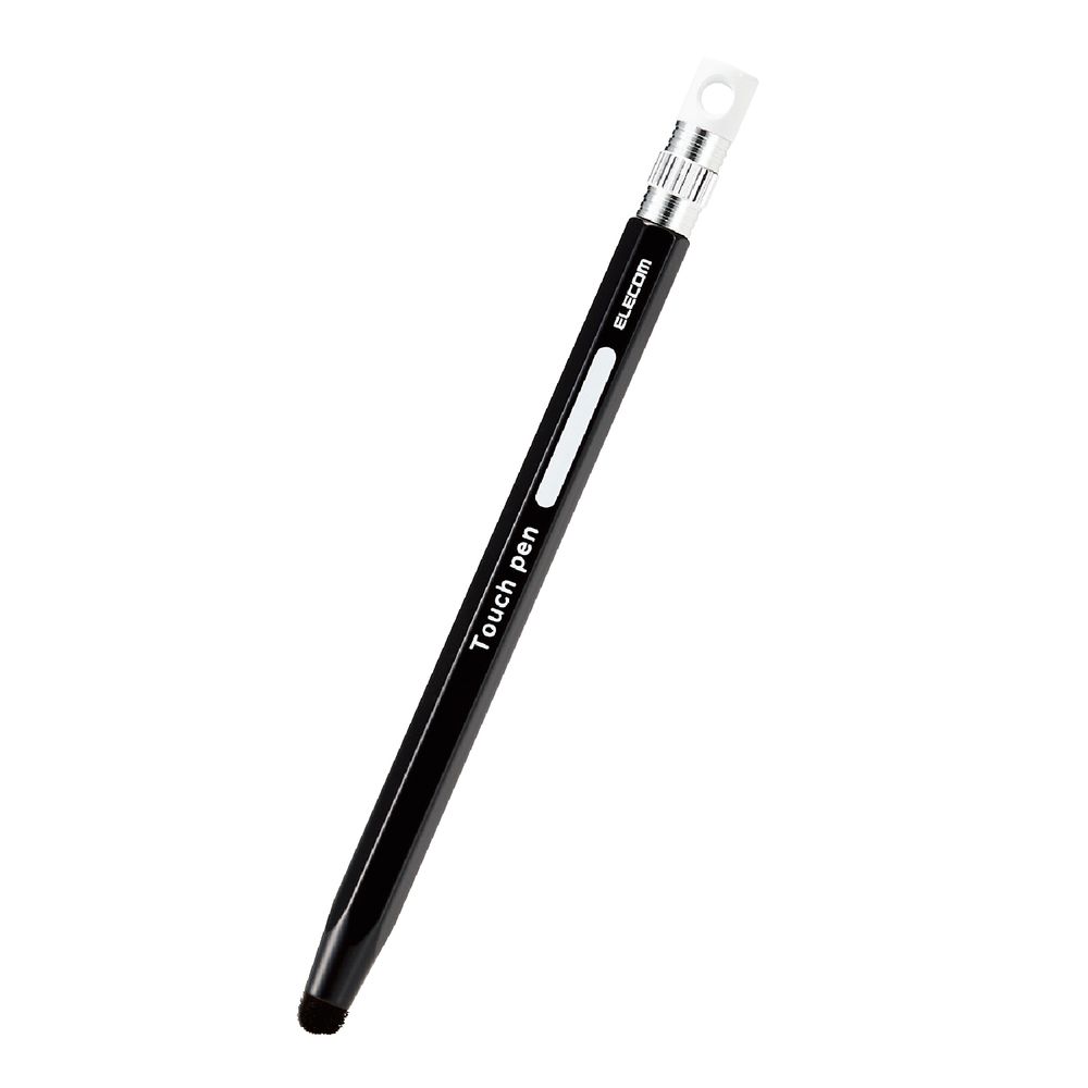 エレコム P-TPENCEBK スマートフォン・タブレット用 タッチペン 六角鉛筆型 ストラップホール付き 超感度タイプ ペン先交換可能（ブラッ
