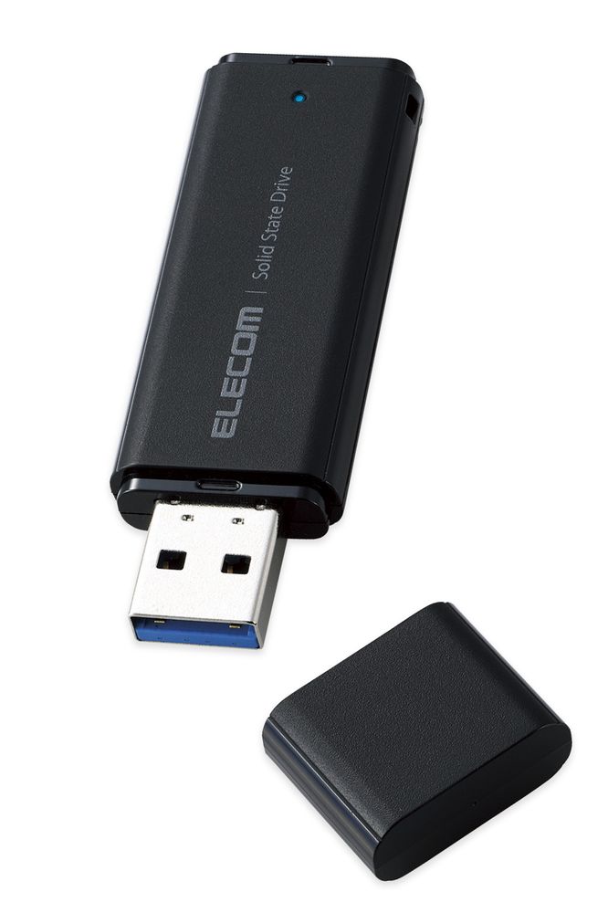 エレコム ESD-EMC1000GBK SSD 外付け 1TB USB3.2 Gen1 読出最大400MB/秒 超小型 ポータブル キャップ式 耐衝撃 【 Windows Mac パソコン