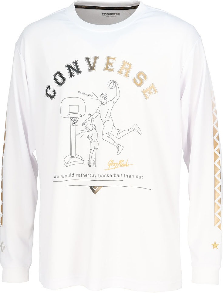 コンバース ゴールドシリーズプリントロングスリーブシャツ（ホワイト・サイズ：L） CONVERSE CN-CBG232353L-1100-L返品種別A