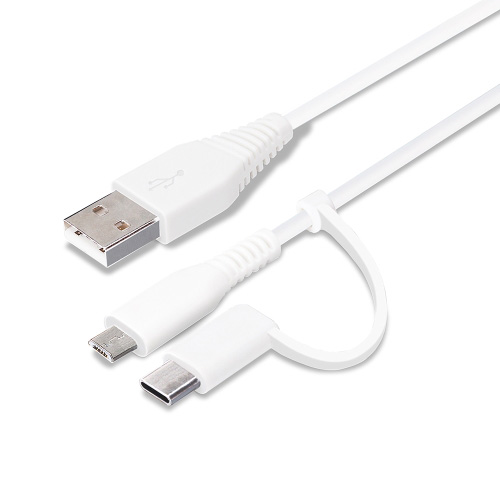 PGA PG-CMC05M04WH 変換コネクタ付き 2in1 USBケーブル(Type-C＆micro USB) 50cm（ホワイト）[PGCMC05M04WH] 返品種別A