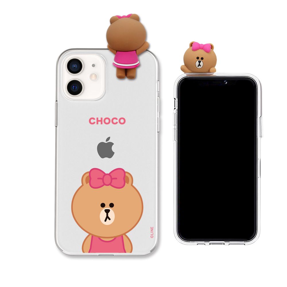 LINE FRIENDS KCE-CSG366 iPhone 12 mini用 フィギュア付きソフトクリアケース（BASIC CHOCO）[KCECSG366] 返品種別A