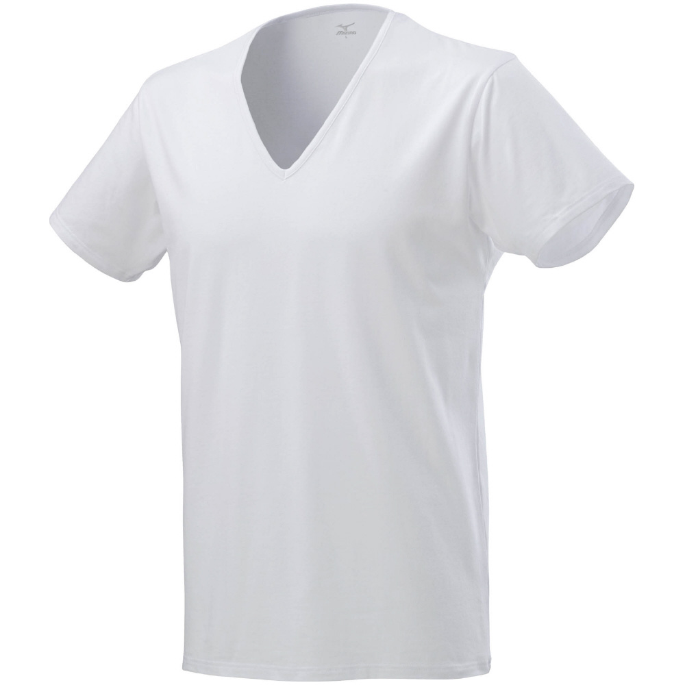 ミズノ メンズ 着るドラント クイックドライ アンダー Vネック 半袖シャツ（ホワイト・サイズ：L） C2JAA12101L返品種別A