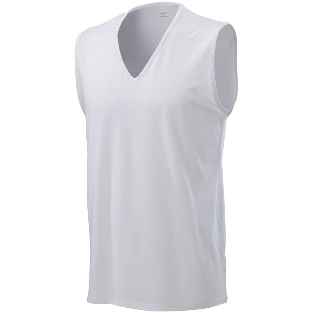 ミズノ メンズ 着るドラント クイックドライ アンダー Vネック ノースリーブシャツ（ホワイト・サイズ：L） C2JAA10201L返品種別A
