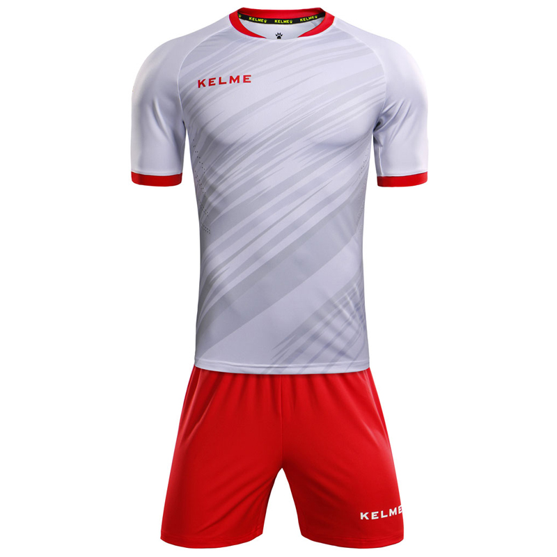 KELME（ケレメ） TTS-KMC160026-107-M サッカー・フットサル用 トレーニングシャツ＆パンツセット（ホワイト×レッド・サイズ：M）ユニ