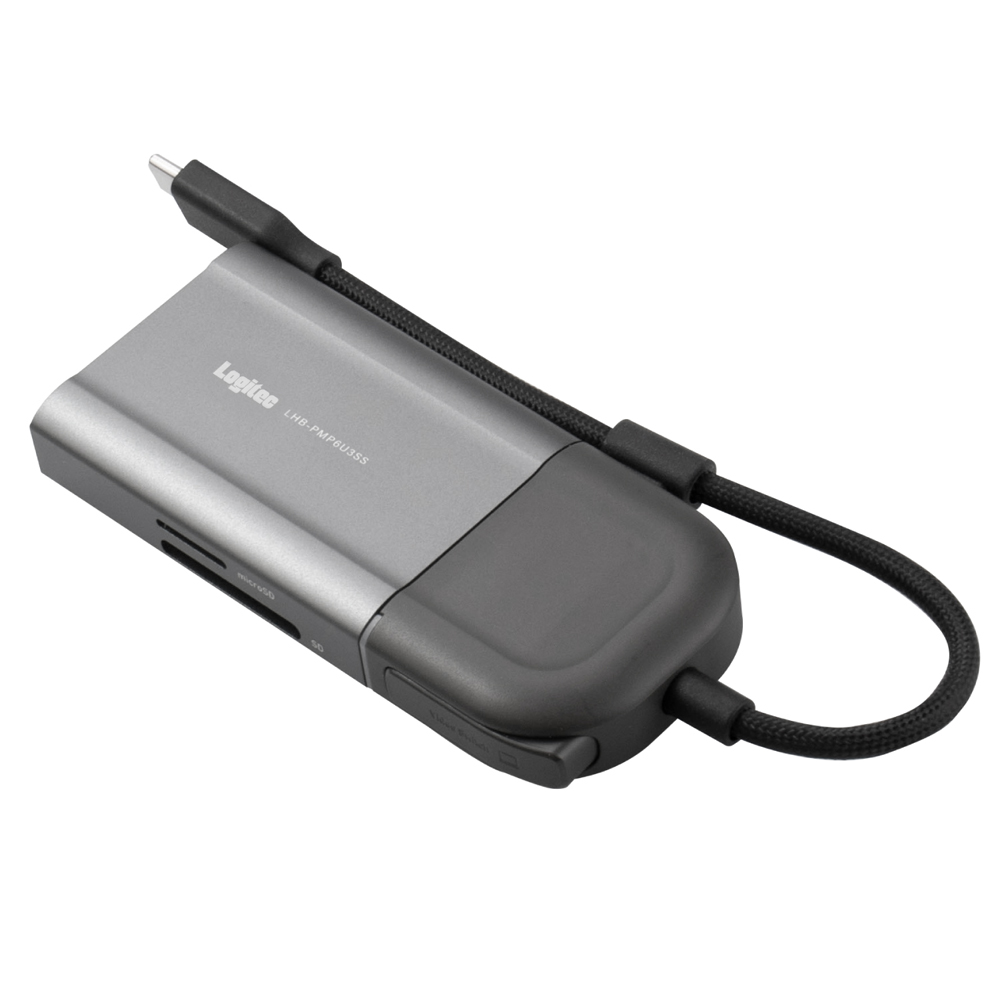 Logitec（ロジテック） LHB-PMP6U3SS HDMI ON/OFF機能搭載 USB Type-C ドッキングステーション ハブ 6-in-1 PD対応 ケーブル一体型（スペ