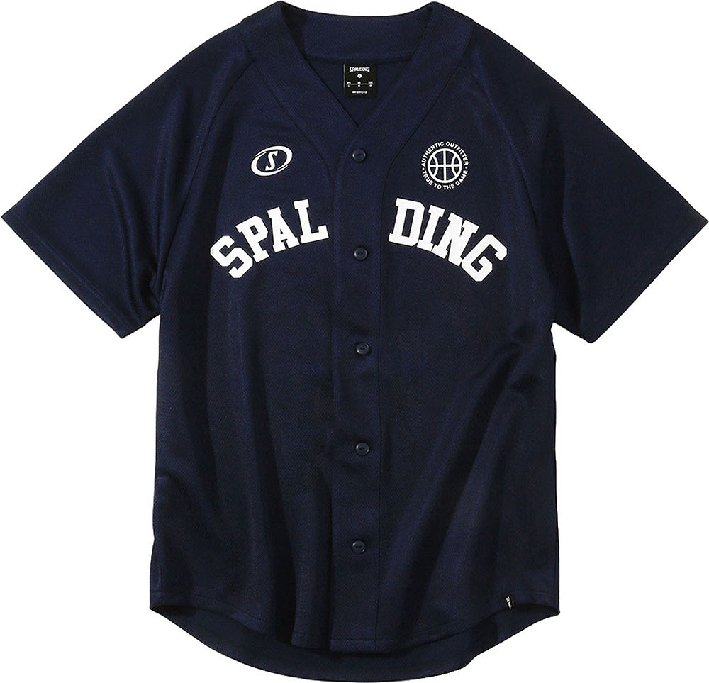 スポルディング ベースボールシャツ スポルディングロゴ（ネイビー・サイズ：M） SMJ201420-5400-M返品種別A