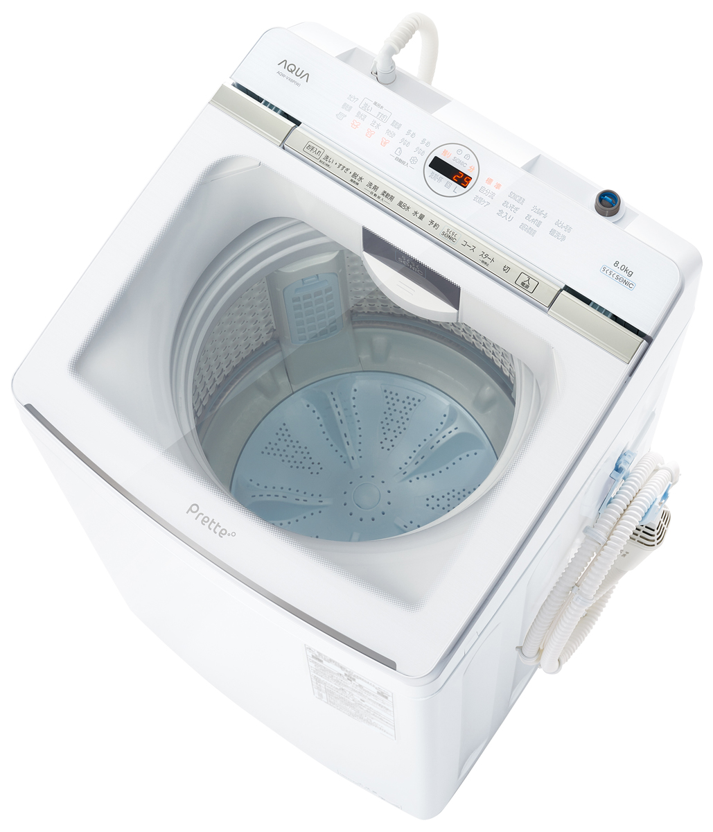 アクア AQW-VX8P-W 8.0kg 全自動洗濯機 ホワイトAQUA Prette plus[AQWVX8PW] 返品種別A