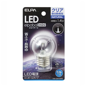 ELPA LDG1CN-G-G255 LED電球 ミニボール電球形 60lm(クリア・昼白色相当)elpaballmini[LDG1CNGG255] 返品種別A