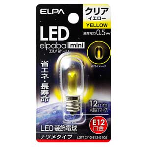 ELPA LDT1CY-G-E12-G109 LED電球 ナツメ形(クリア・黄色)elpaballmini[LDT1CYGE12G109] 返品種別A