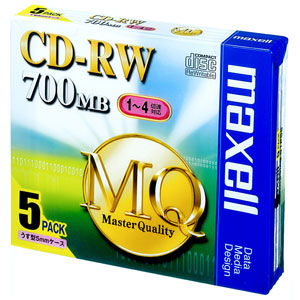 マクセル CDRW80MQ.S1P5S データ用4倍速対応CD-RW 5枚パック 700MB[CDRW80MQS1P5S] 返品種別A