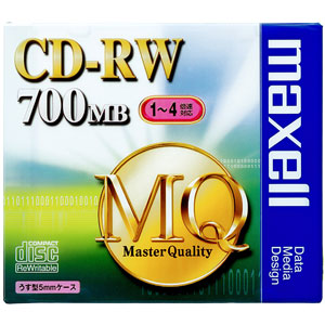 マクセル CDRW80MQ.S1P データ用 4倍速対応CD-RW 1枚パック 700MB[CDRW80MQS1P] 返品種別A