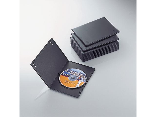 エレコム CCD-DVDS03-BK スリムDVDトールケース 1枚収納(10枚セット・ブラック)[CCDDVDS03BK] 返品種別A