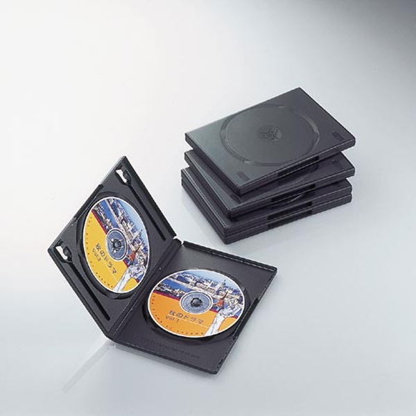 エレコム CCD-DVD05BK DVDトールケース 2枚収納・標準タイプ 5枚セット（ブラック）[CCDDVD05BK] 返品種別A