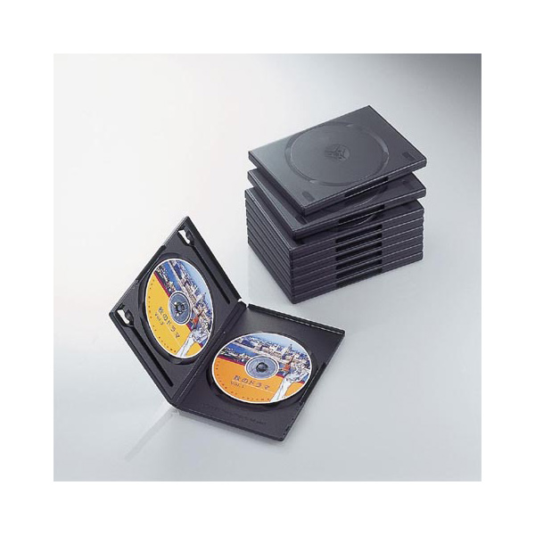 エレコム CCD-DVD06-BK DVDトールケース 2枚収納・標準タイプ 10枚セット（ブラック）[CCDDVD06BK] 返品種別A