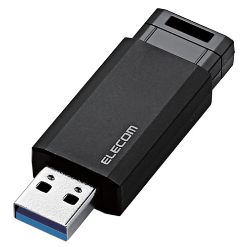 エレコム MF-PKU3064GBK USBメモリー/USB3.1(Gen1)対応/ノック式/オートリターン機能付/64GB（ブラック）[MFPKU3064GBK] 返品種別A