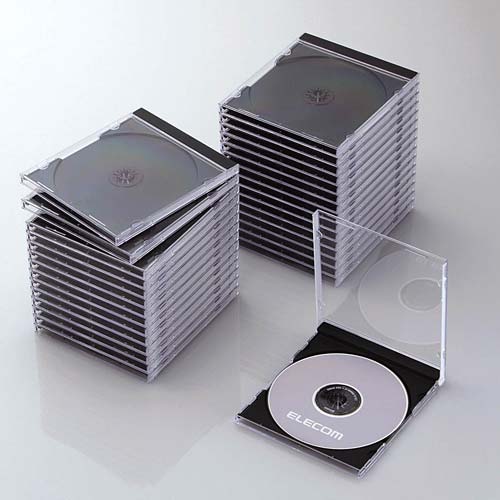 エレコム CCD-JSCN30BK Blu-ray/DVD/CDケース 30枚セット（標準/PS/1枚収納・ブラック）[CCDJSCN30BK] 返品種別A