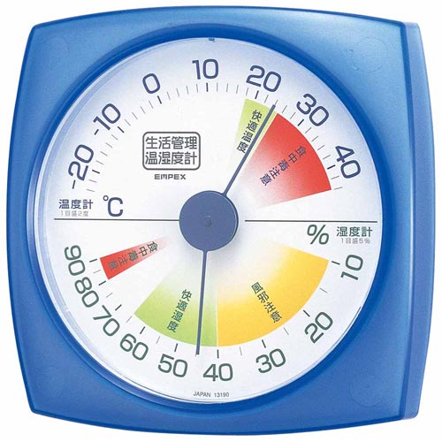 エンペックス TM-2436 生活管理温・湿度計（クリアブルー）EMPEX[TM2436] 返品種別A