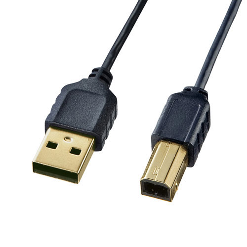 サンワサプライ KU20-SL15BKK USB2.0 A-Bタイプ 極細USBケーブル（ブラック・1.5m）[KU20SL15BKK] 返品種別A
