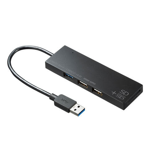 サンワサプライ USB-3HC316BKN USB3.1+2.0コンボハブ カードリーダー付き[USB3HC316BKN] 返品種別A