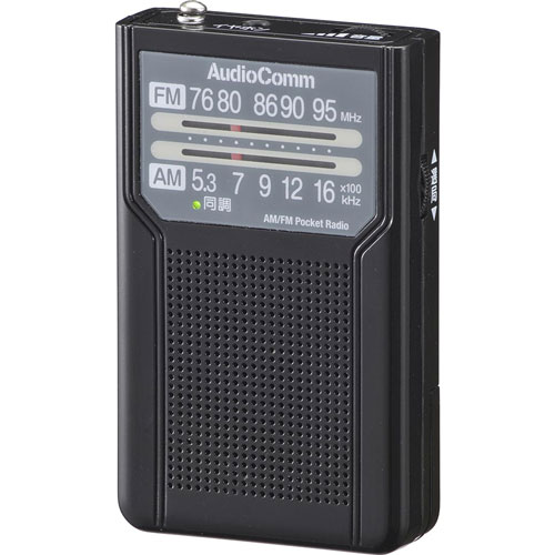 オーム RAD-P136N-K ワイドFM/AM ポケットラジオ（ブラック）AudioComm OHM[RADP136NK037272] 返品種別A