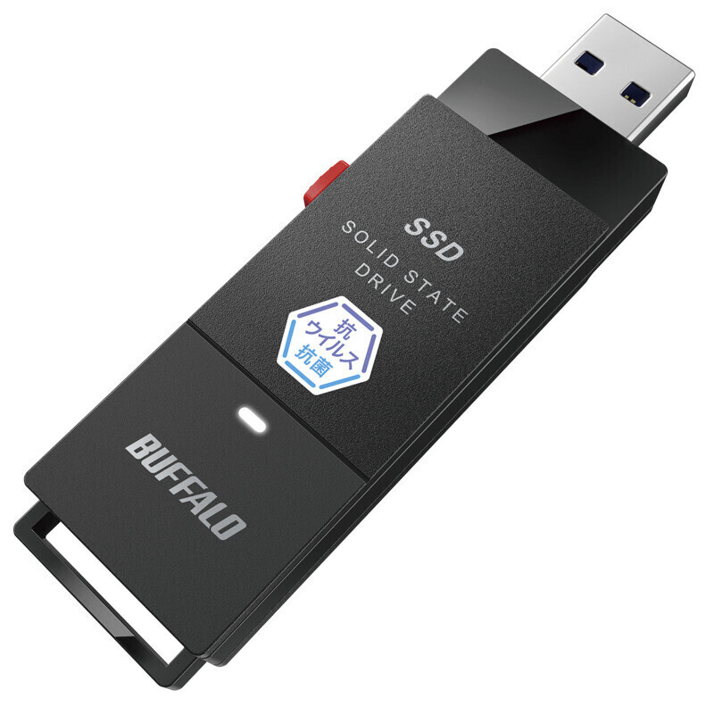 BUFFALO （バッファロー） USB 3.2(Gen 1)対応 抗ウイルス・抗菌対応 外付けポータブルSSD 1.0TB(ブラック) SSD-PUTVB1.0U3-B返品種別A