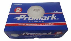 サクライ貿易 SB-8026 ソフトボール 2号球（小学生用） 6球入り（ホワイト）PROMARK プロマーク 練習球[SB8026サクライ] 返品種別A