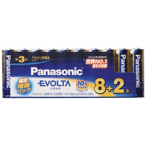 パナソニック LR6EJSP/10S アルカリ乾電池単3形 8本＋2本パック(増量パック)Panasonic EVOLTA[LR6EJSP10S] 返品種別A