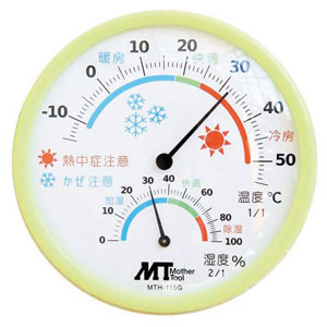 マザーツール MTH-115G アナログ温湿度計（グリーン）Mother Tool[MTH115G] 返品種別A