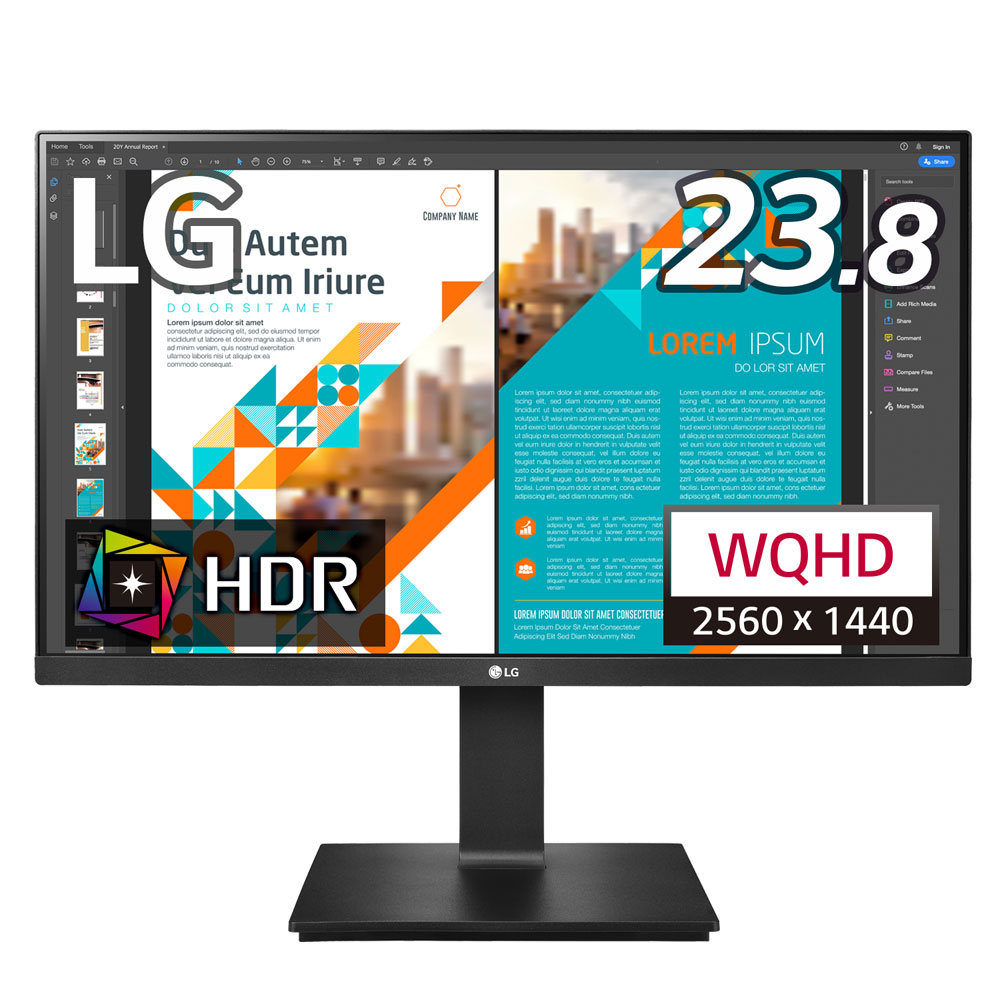 LG 24QP550-B [23.8型 IPS WQHDワイドモニター/HDR/左右ピボット90/スイベル355/高さ調整/24QP750とDual対応最適/超解像技術/フリッカー
