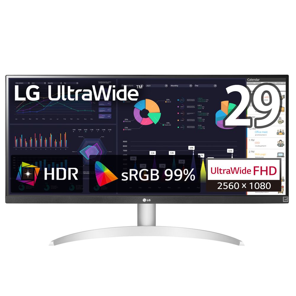 LG 29WQ600-W [29型(21:9)/IPS/2560×1080/ビジネス＆ゲーミング ウルトラワイドモニター/リフレッシュレート 100Hz/USB Type-C/FreeSync