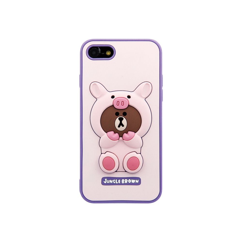 LINE FRIENDS KCL-CPB001 iPhone SE(第3/2世代)/8/7用 SILICON CASE（ピギーブラウン）[KCLCPB001] 返品種別A