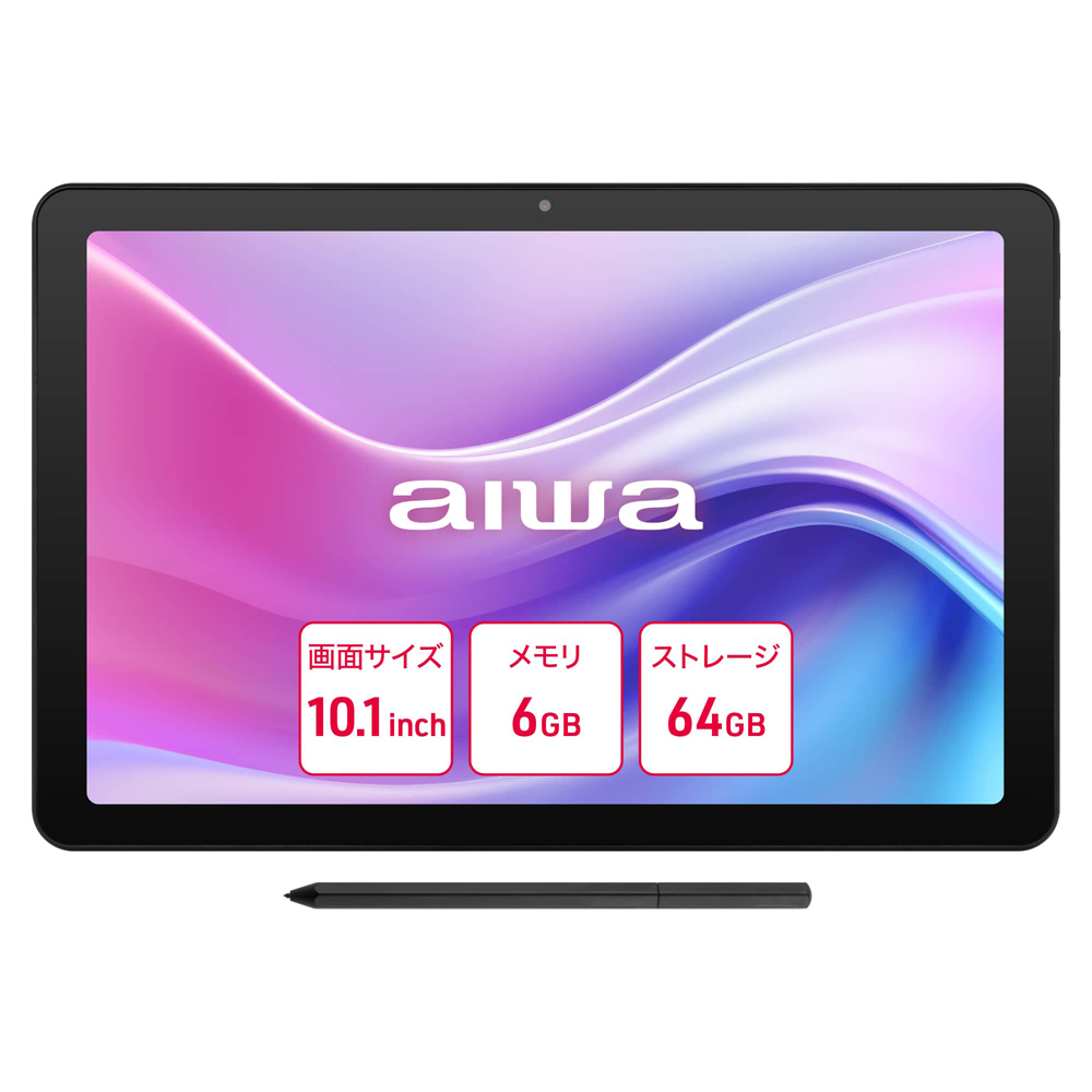 aiwa｜アイワ JA4-TBA1009 10.1型 Androidタブレット aiwa tab AE10 （Android 14/ メモリ 6GB/ ストレージ 64GB/ Wi-Fi モデル）−ブラ